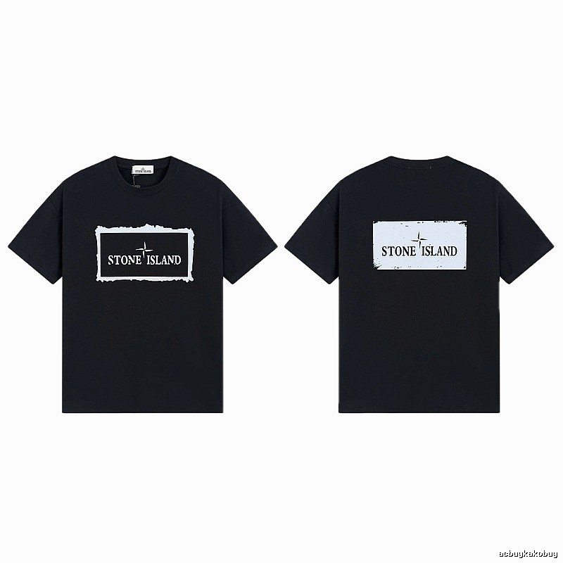 Stone Island Printed Street Style Black T-Shirt