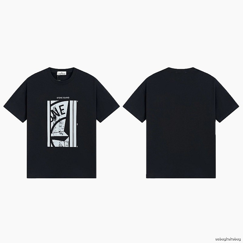Stone Island Printed Street Style Black T-shirt