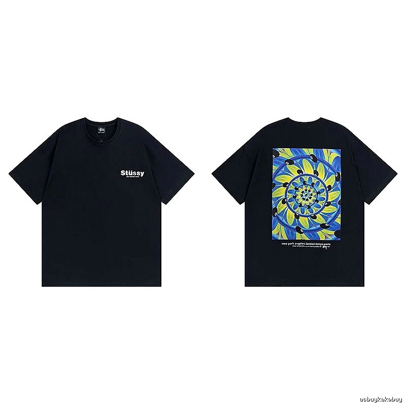 Stussy Black Spider Graphic T-Shirt Holiday Edit Logo
