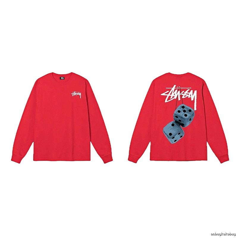 Stussy dice pattern red long-sleeved shirt