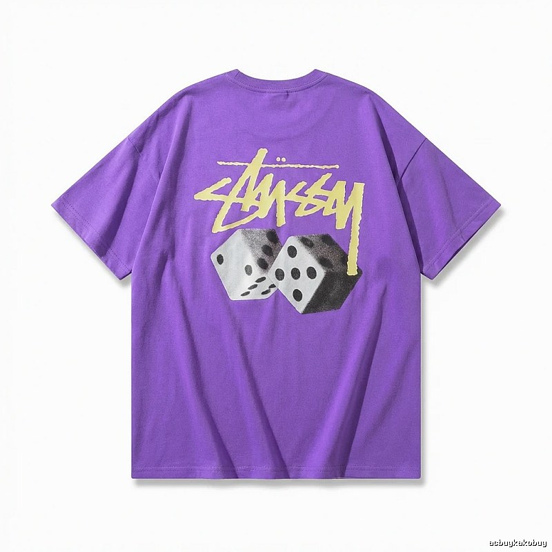 Stussy Dice Print Trendy Purple T-shirt
