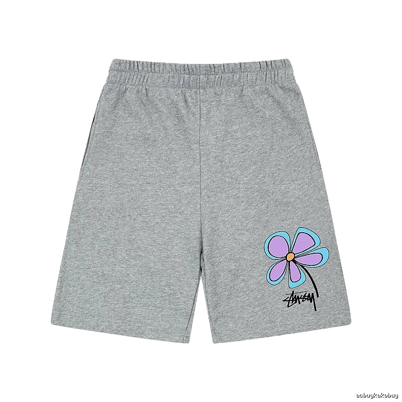 Stussy floral-style gray shorts