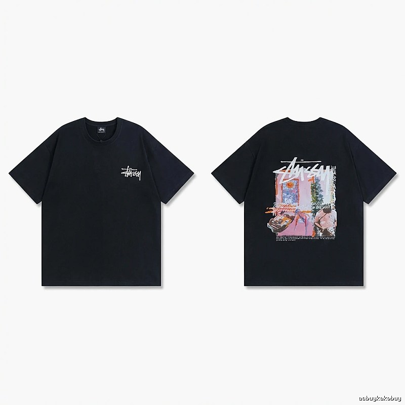 Stussy trendy style black T-shirt