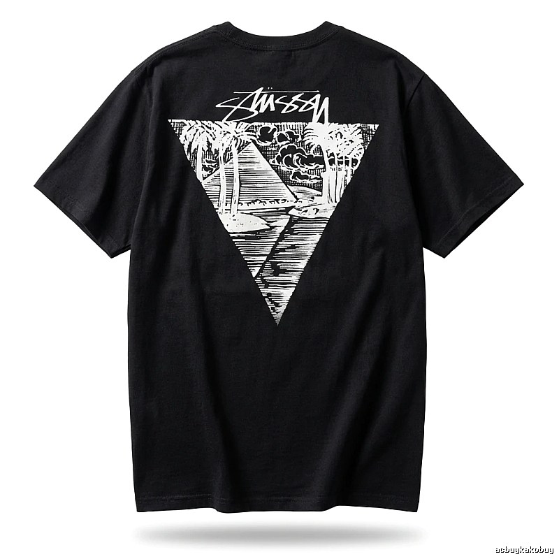 Stussy triangle print style black T-shirt