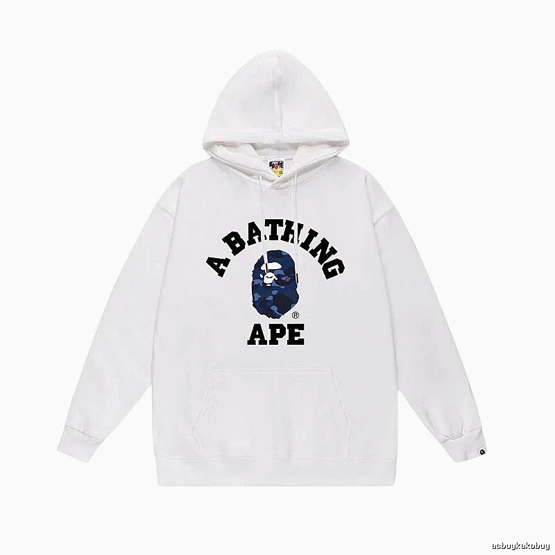 White hoodie with Bape Ape Head print